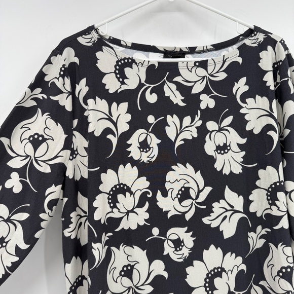 Ann Taylor Top Women XL NEW Gray Long Sleeve Floral Stretch Boat Neck Office - Picture 3 of 10